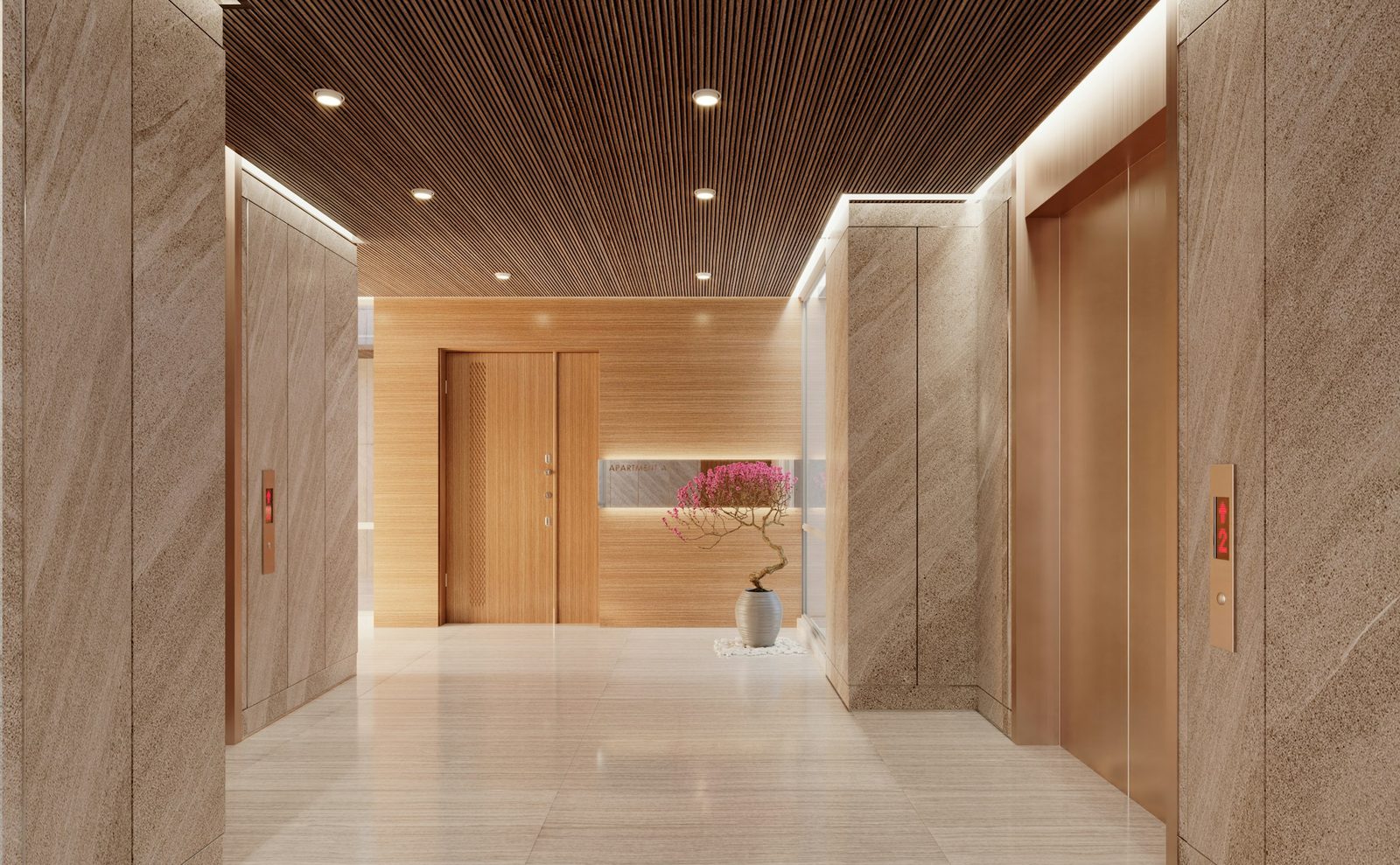 Hall de un edificio con ascensores